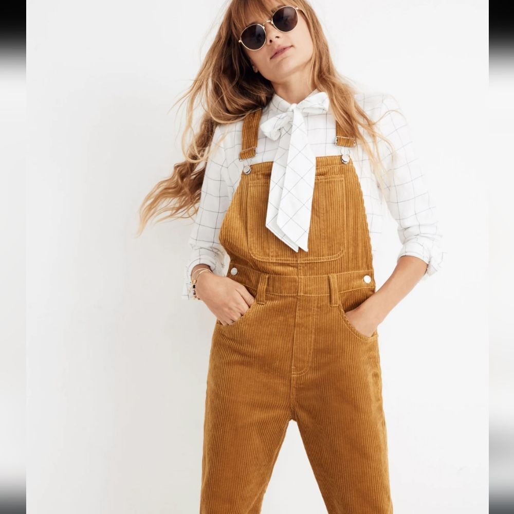 Madewell Corduroy Straight Leg Mustard Overalls Yellow Antique Gold S Small